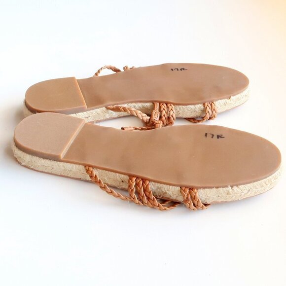 NEW Madewell Kathryn Tan Leather Braided Strappy Espadrille Sandals / Slides - Picture 14 of 16